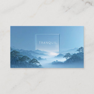 Carte De Visite Vallée de montagne de brume bleue sereine Cadre pr