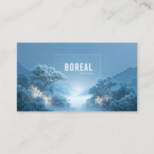 Carte De Visite Vallée de montagne de forêt enneigée éthérée Cadre