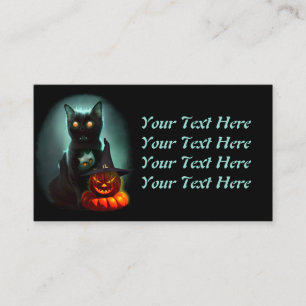 Carte De Visite Vampire Chat et Assistant Citrouille Halloween Sur