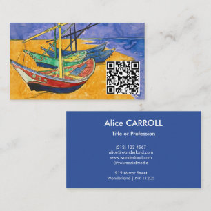 Carte De Visite Van Gogh - Bateaux de pêche sur la plage - Code QR