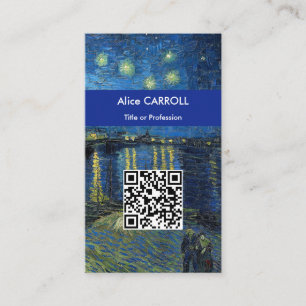 Carte De Visite Van Gogh - Nuit étoilée sur le Rhône - Code QR