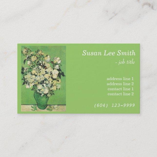 Carte De Visite Van Gogh Rose rose pink dans un vase professionnel (Devant)