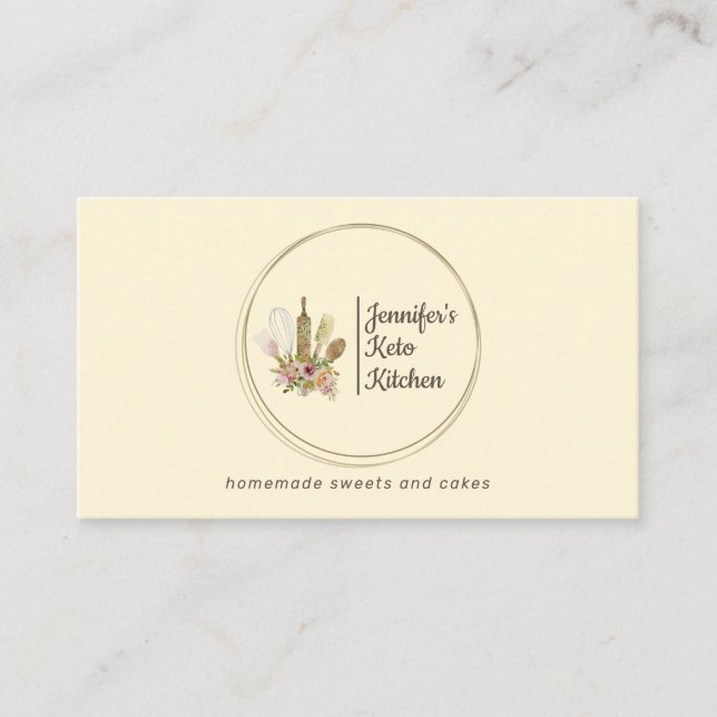 Carte De Visite Vanilla Cream Rustic Bakou Chef Cuisine maison (Devant)