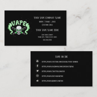 Carte De Visite VAPE | Vape Skull Business avec les médias sociaux