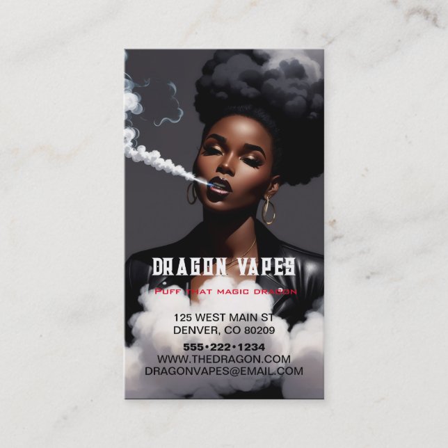 Carte De Visite Vapor Vape Plume of Smoke Black & White Business (Devant)