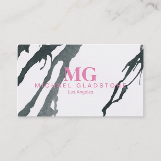 Carte De Visite Variation d'encre de monogramme (rose) (Devant)