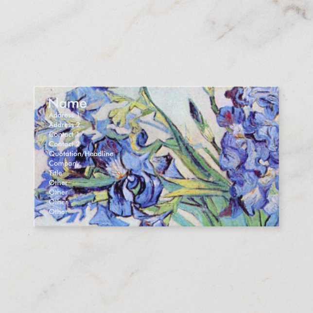 Carte De Visite Vase Still Life avec Irises par Vincent van Gogh (Devant)
