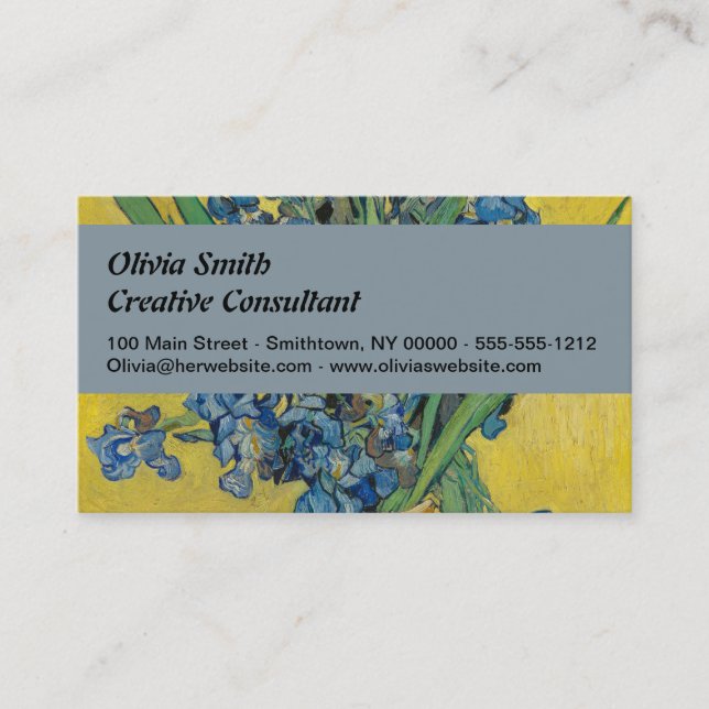 Carte De Visite Vase Van Gogh avec Iris Classic Impressionnisme (Devant)