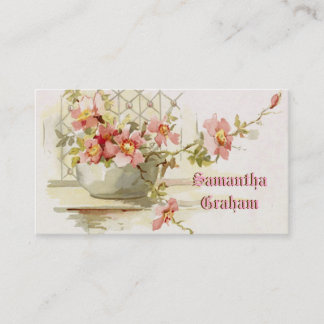 Carte De Visite Vase vintage avec aquarelle rose roses