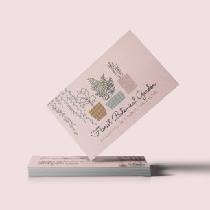 Carte De Visite Vases de fleurs de maison rose blush Plante de suc