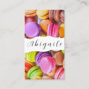 Carte De Visite Vecteur sans couture de macarons vintage à plumes