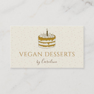 Carte De Visite Vegan Desserts Gâteaux Neutre Brown Pastel Bakery