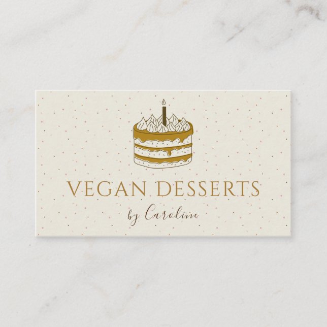 Carte De Visite Vegan Desserts Gâteaux Neutre Brown Pastel Bakery (Devant)