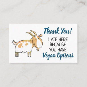 Carte De Visite Vegan extension restaurant merci