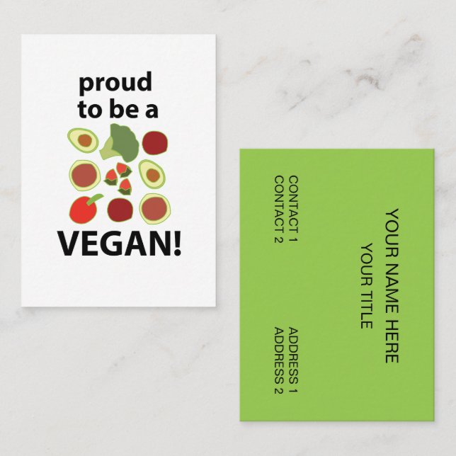 Carte De Visite Vegan Fier D'Être Un Végan (Devant / Derrière)