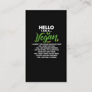 Carte De Visite Vegan Lifestyle Statement Activiste Pro Vegan