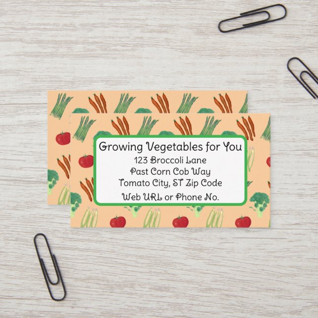 Carte De Visite Vegetable Themed Custom Business Cards (Devant/Arrière en situation)