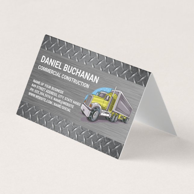 Carte De Visite Véhicule de construction | Camion poids lourd | Co (Devant)