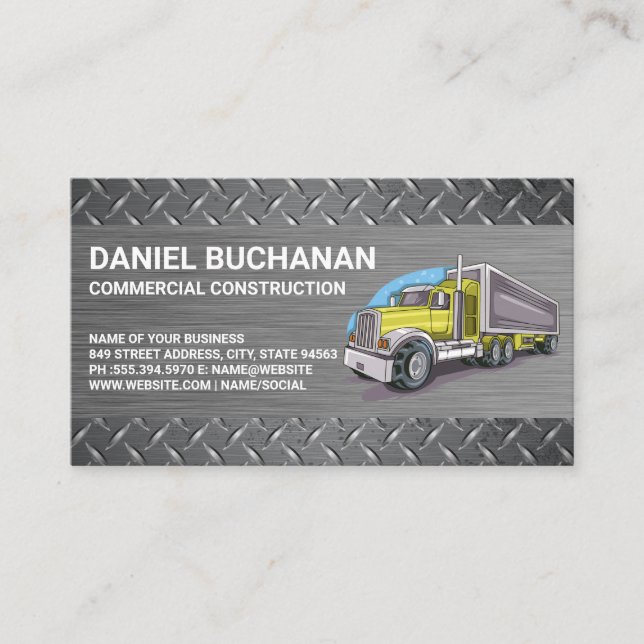 Carte De Visite Véhicule de construction | Camion poids lourd | Co (Devant)