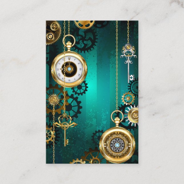 Carte De Visite Veille bijoux Steampunk sur un Arrière - plan vert (Devant)