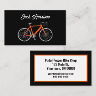Carte De Visite Vélo orange sur noir