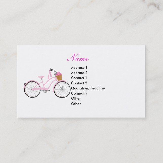 Carte De Visite Vélo rose avec Streamers (Devant)