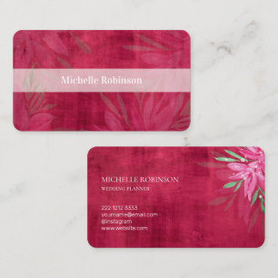 Carte De Visite Velours Floral Élégant Aquarelle Viva Magenta