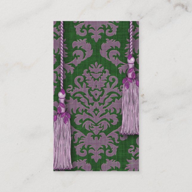Carte De Visite Velours, glands et feuille de coupe de damassé (Devant)