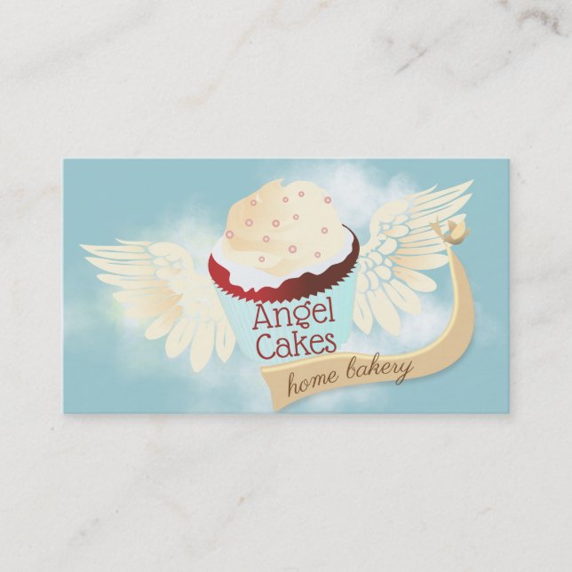 Carte De Visite velours rouge volant cupcake angel boulangerie bou (Devant)