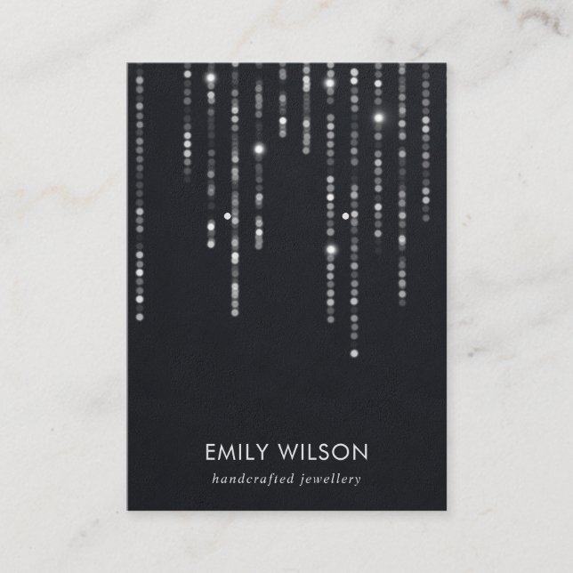 CARTE DE VISITE VELVET BLACK STRING LIGHTS STUD EARRING AFFICHAGE  (Devant)