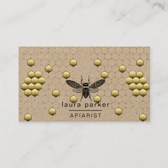 Carte De Visite Vendeur de miel d'abeilles Apiariste Hexagon jaune (Devant)