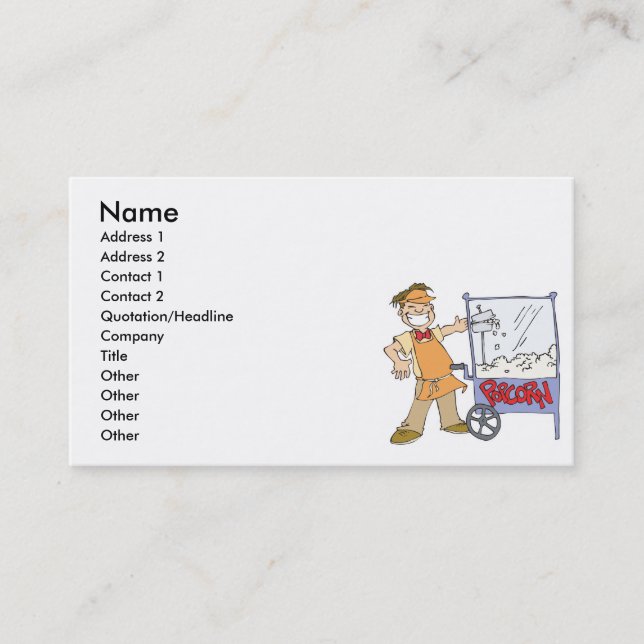 Carte De Visite vendeur de popcorn cinéma chariot à popcorn (Devant)
