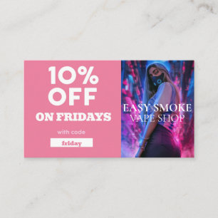 Carte De Visite Vendredi Code rabais spécial Vape Shop