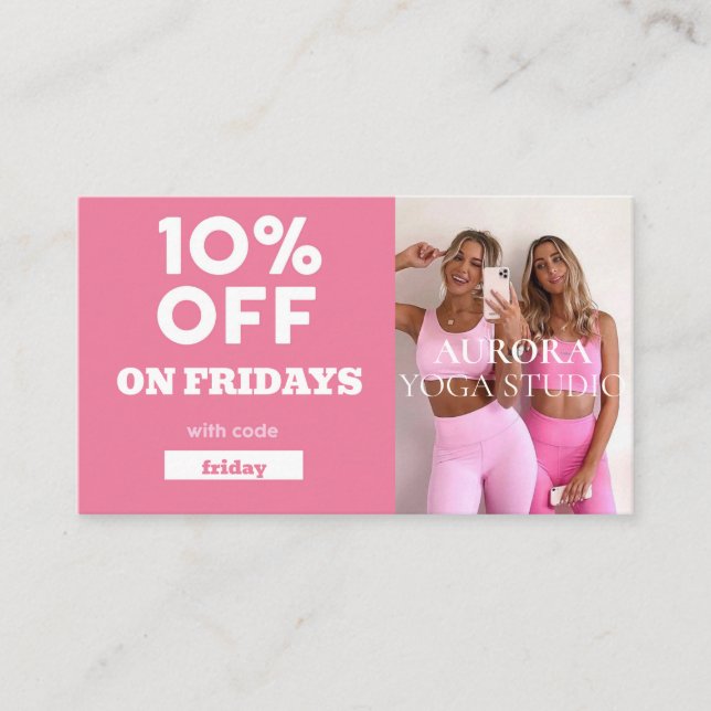 Carte De Visite Vendredi Code rabais Spécial Yoga Studio (Devant)