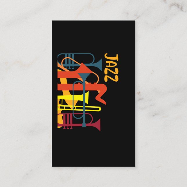 Carte De Visite Vent Instrument Musicien de jazz Trumpet Music Lov (Devant)
