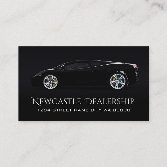 Carte De Visite Vente automobile chez un concessionnaire noir mode (Devant)
