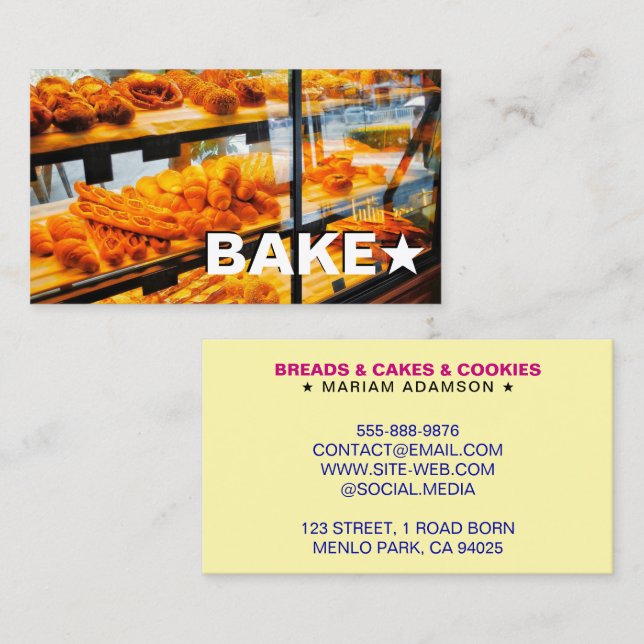 Carte De Visite Vente de gâteaux, Stand à gâteaux, Boulangerie de  (Devant / Derrière)