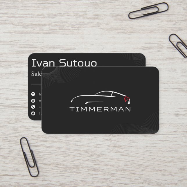Carte De Visite Vente de voitures Black Elegant (Devant/Arrière en situation)