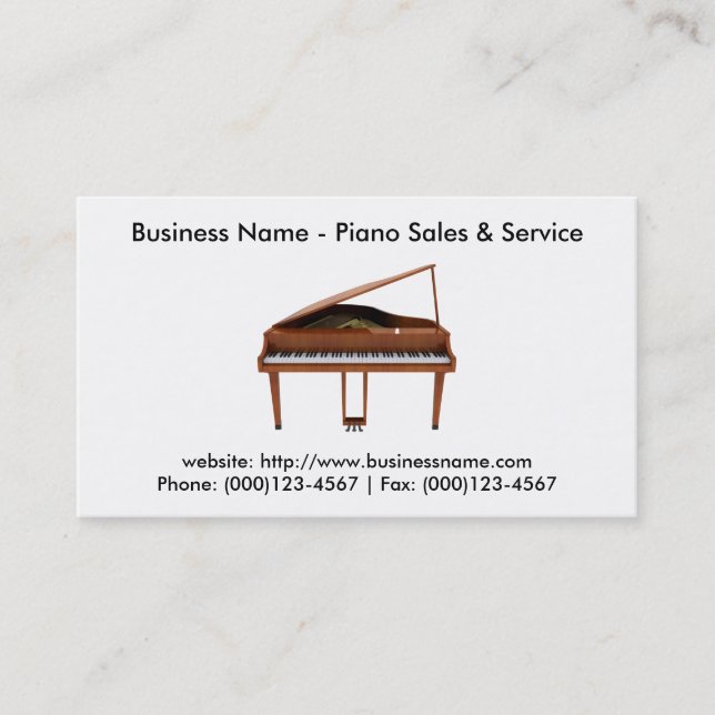 Carte de visite : Vente et service de piano (Devant)