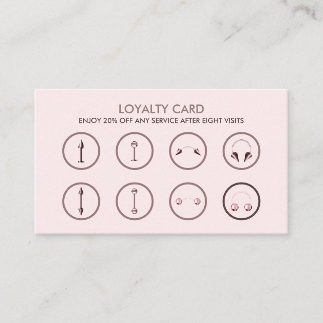 Carte De Visite Vente Remise Loyauté Pink Body Piercing (Devant)