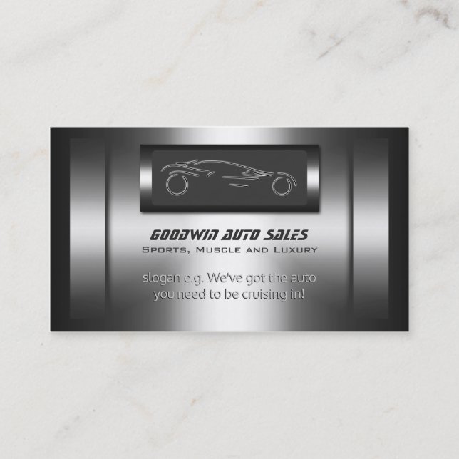 Carte De Visite Ventes automatiques - faux métal, argent auto (Devant)