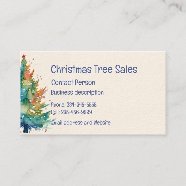 Carte De Visite Ventes d'arbres de Noël  (Devant)