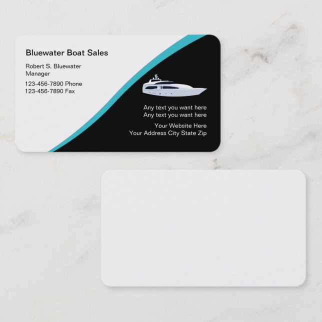 Carte De Visite Ventes de bateaux Design moderne et élégant (Devant / Derrière)
