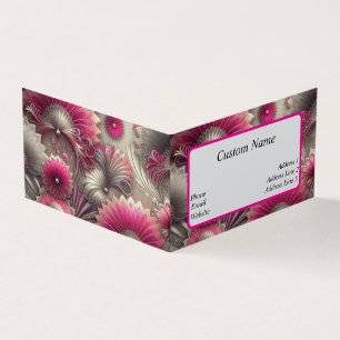 Carte De Visite Ventilateurs Art nouveau rose et argent
