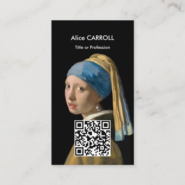 Carte De Visite Vermeer - Fille à oreille perle - Code QR (Devant)