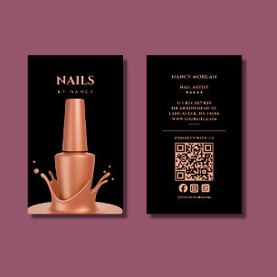 Carte de visite vernis à ongles code QR rose gold