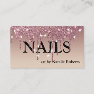 Carte De Visite Vernis à Ongles Pailleté Or Rose Luxe