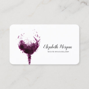 Carte De Visite Verre à vin à l'aquarelle Élégant Professionnel