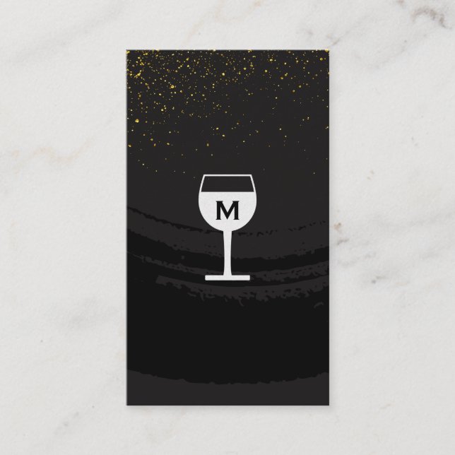 Carte De Visite Verre à vin brossé noir tacheté d'or (Devant)