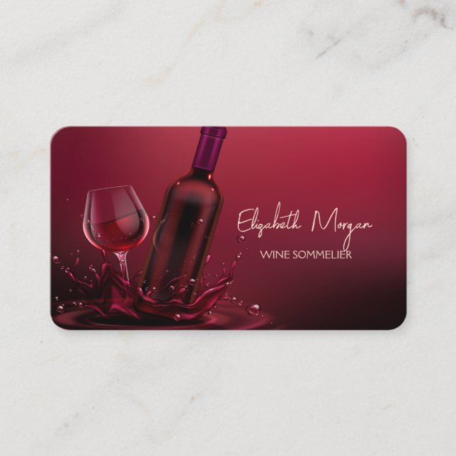 Carte De Visite Verre à vin élégant moderne professionnel (Devant)